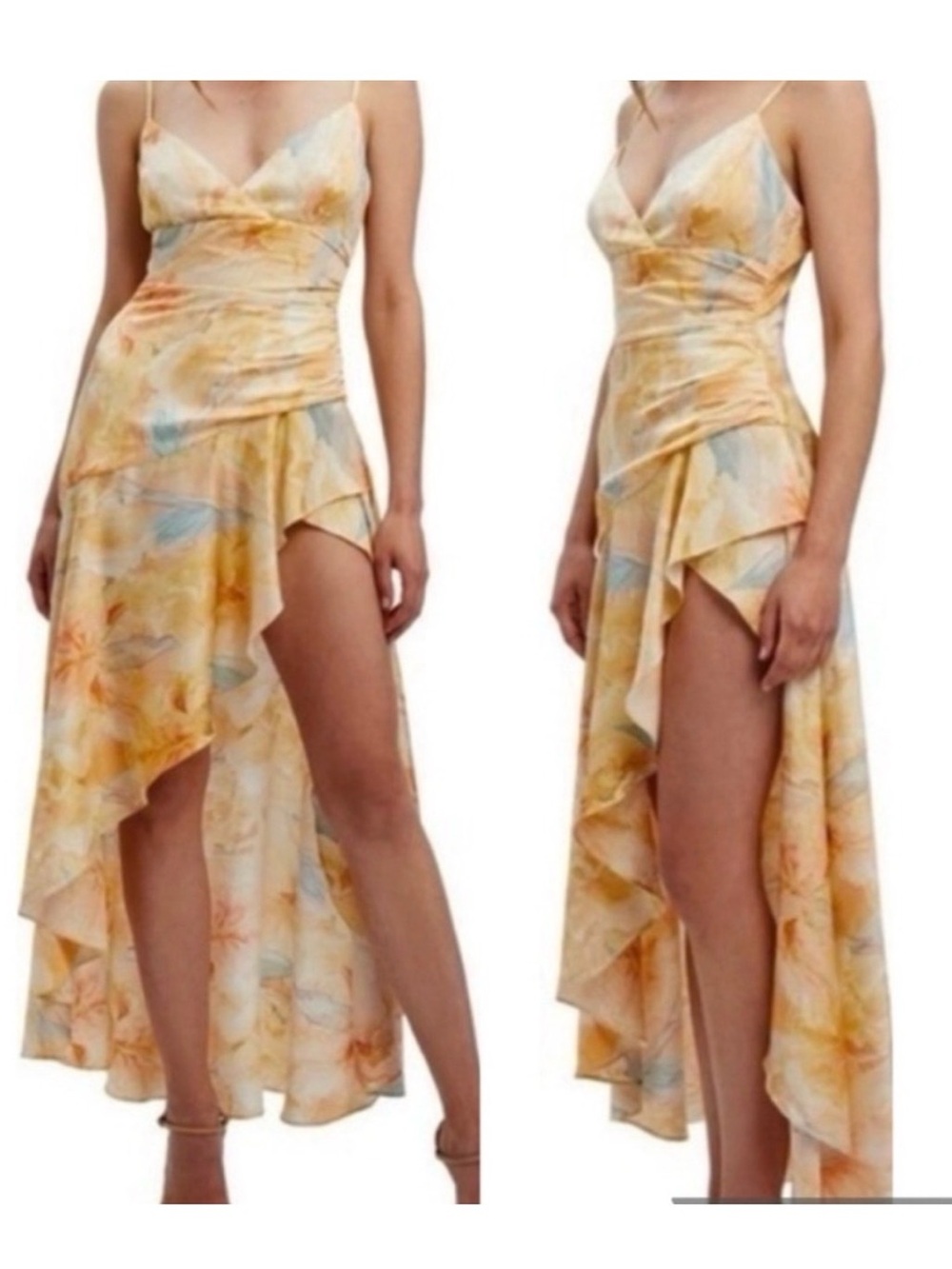 Bardot Kalani floral print satin high low midi dress size US 12 (Aussie xxl).